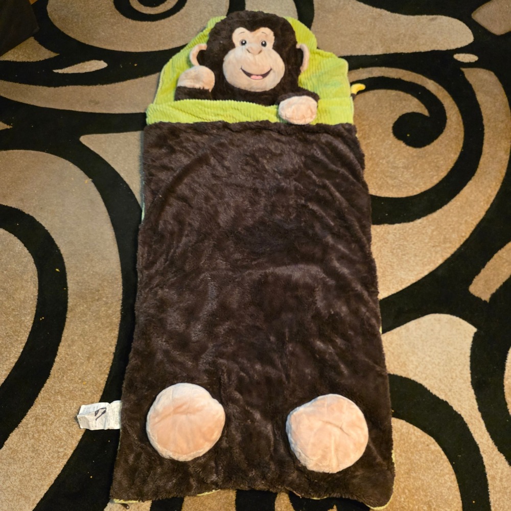 Hugfun International Kids Monkey Plush Sleeping Bag Brown Green 66x28 Costco